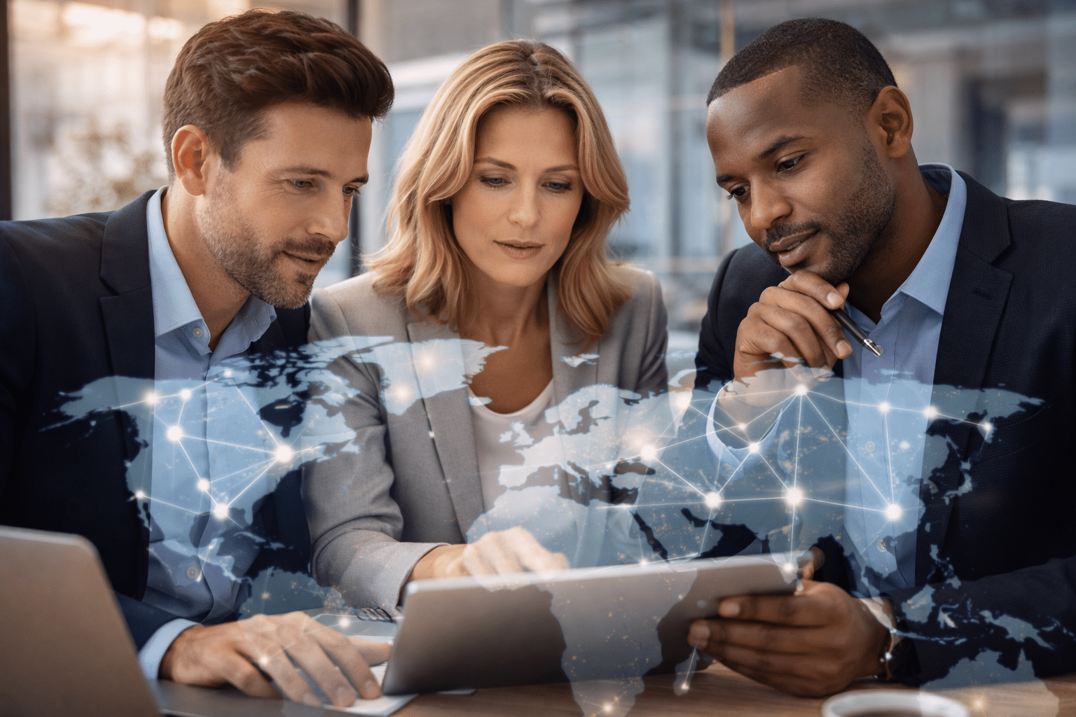 Professionnels analysant les tendances mondiales